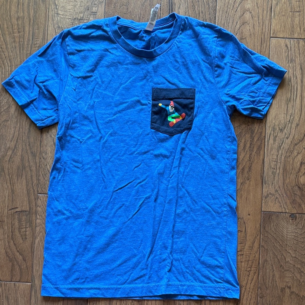 Vibrant Blue Snowboarding Knome Pocket Tee